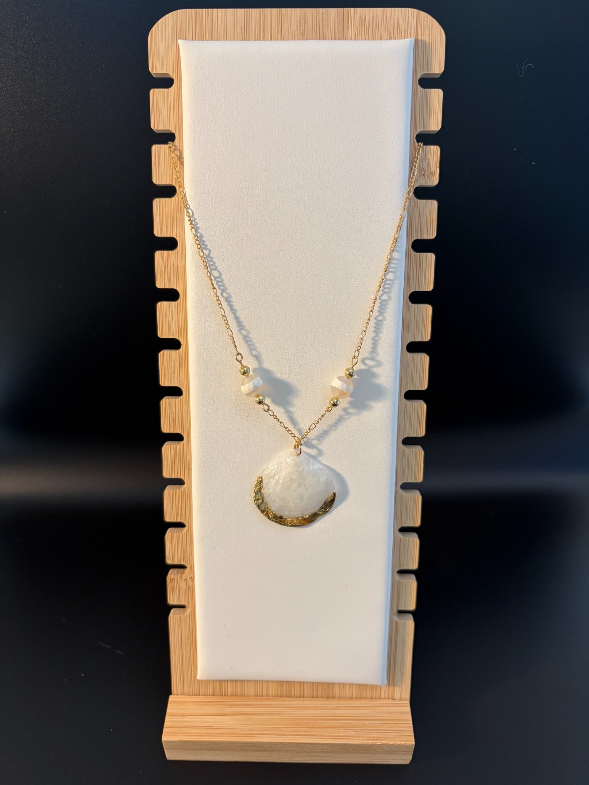 Gold-Leafed Jingle Shell Necklace