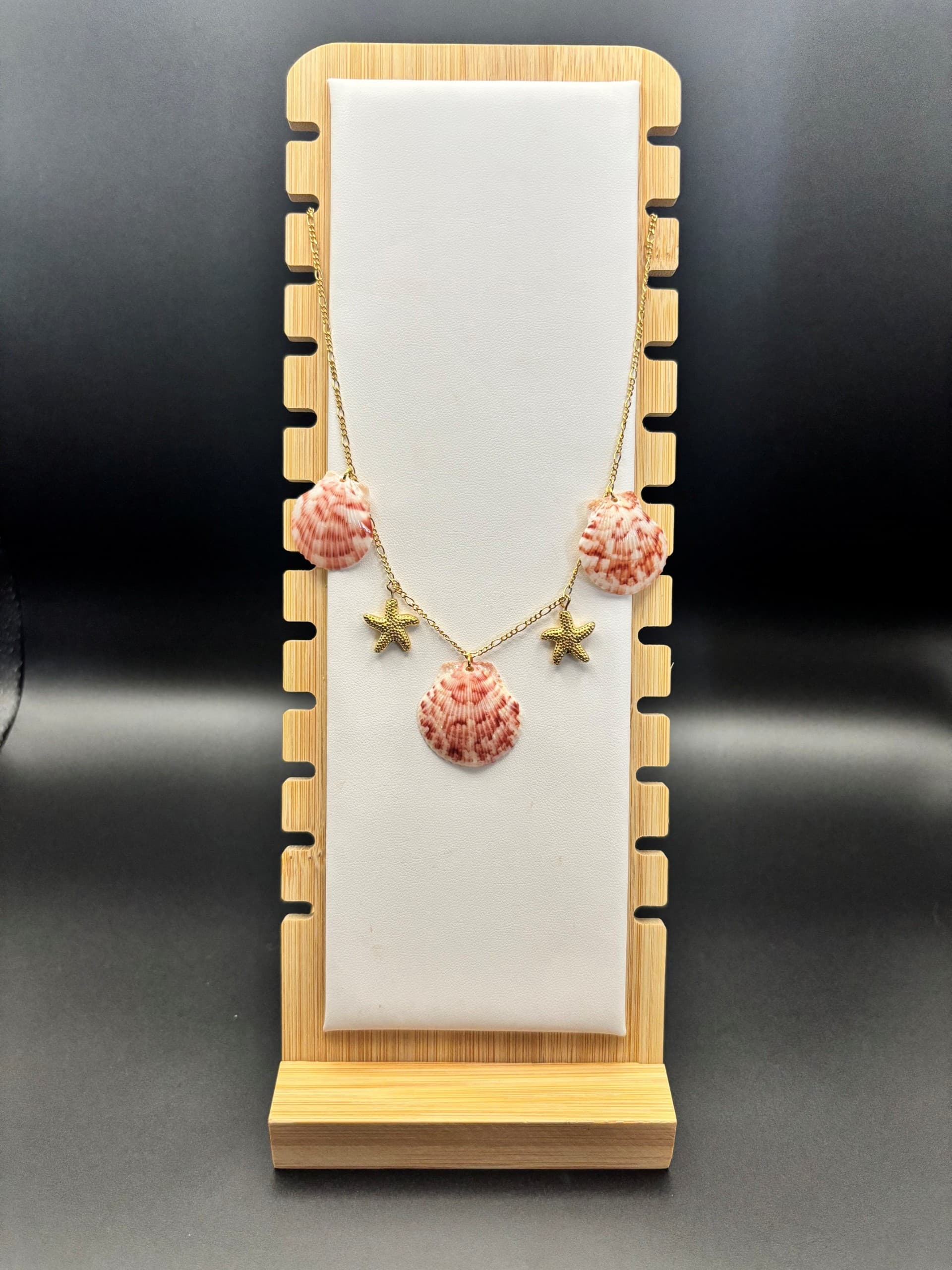 Calico Shell and Gold-Plated Starfish Necklace